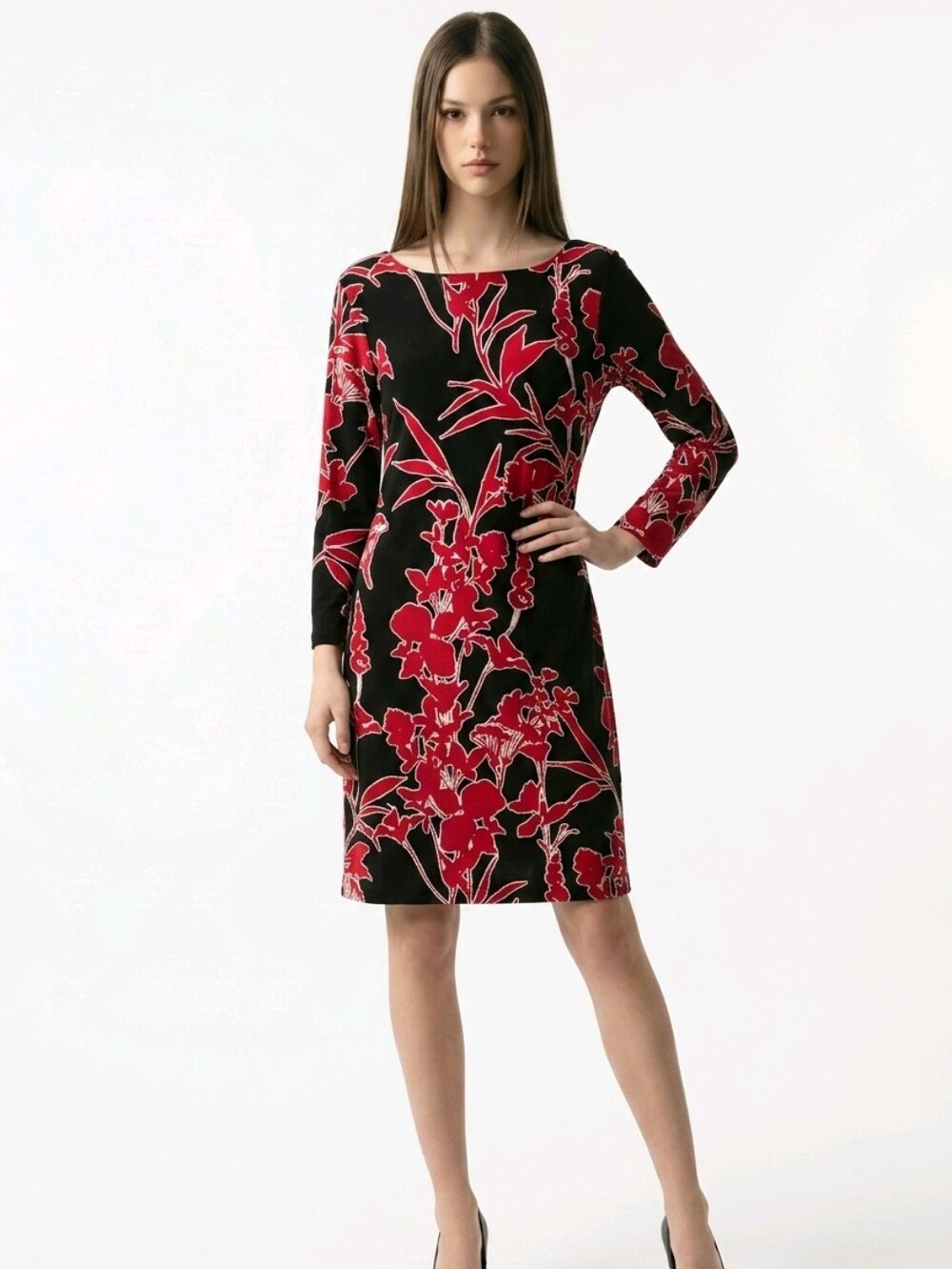 Lauren Ralph Lauren Black Dress with Red Floral Design